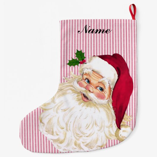  Santa Claus Cranberry & White Stripe Grote Kerstsok (Achterkant)
