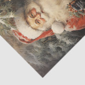Santa Claus Cuddling a Christmas Tree Ivy Berries  Tissuepapier (Detail)