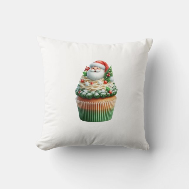 santa claus cupcakes cushion kussen (Voorkant)