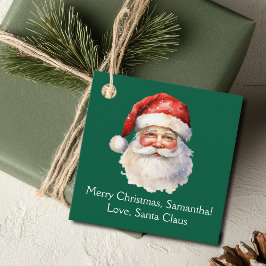 Santa Claus Custom Green Kinder Kerstfeest Bedankjes Labels