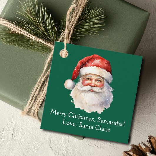Santa Claus Custom Green Kinder Kerstfeest Bedankjes Labels
