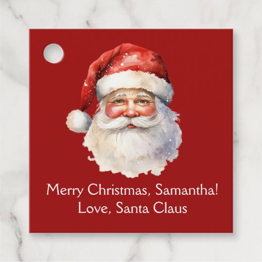 Santa Claus Custom Rode Kinder Kerstfeest Bedankjes Labels (Voorkant)