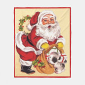 Santa Claus Cute Puppy Retro Kerstmis Fleece Deken (Voorkant)