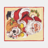 Santa Claus Cute Puppy Retro Kerstmis Fleece Deken (Voorkant (Horizontaal))