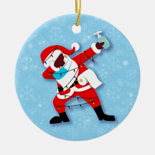 Santa Claus Dabbing kerstviid Keramisch Ornament (Voorkant)