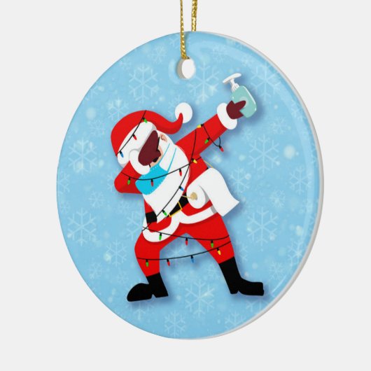 Santa Claus Dabbing kerstviid Keramisch Ornament (Links)