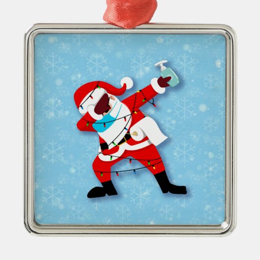 Santa Claus Dabbing kerstviid Metalen Ornament (Voorkant)