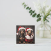 Santa Claus Dachshund Twins Informatiekaartje (Staand voorkant)