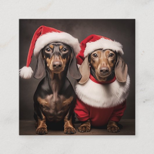 Santa Claus Dachshund Twins Informatiekaartje (Voorkant)