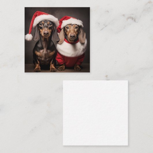 Santa Claus Dachshund Twins Informatiekaartje (Voorkant / Achterkant)