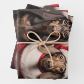 Santa Claus Dachshund Twins Inpakpapier Vel (In situ)
