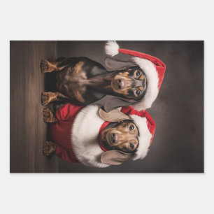 Santa Claus Dachshund Twins Inpakpapier Vel