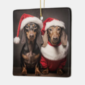 Santa Claus Dachshund Twins Keramisch Ornament (Links)