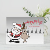 Santa Claus, Deer, Pine Trees,Prettige feestdagen  (Staand voorkant)