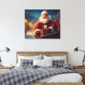 Santa claus delivering christmas gifts from sleigh canvas afdruk (Insitu (Slaapkamer))