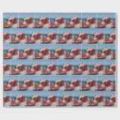 Santa Claus Delivering Gifts By Speedboat Cadeaupapier (Vlak)