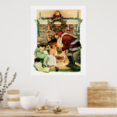 Santa Claus Delivering Presents Poster (Keuken)