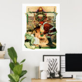 Santa Claus Delivering Presents Poster (Thuiskantoor)