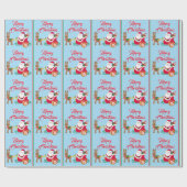 Santa Claus Delivery Add Name Reindeer Snow Cadeaupapier (Vlak)