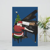 Santa Claus die Piano afspeelt Briefpapier (Staand voorkant)