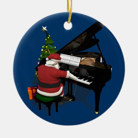 Santa Claus die Piano afspeelt Keramisch Ornament (Voorkant)