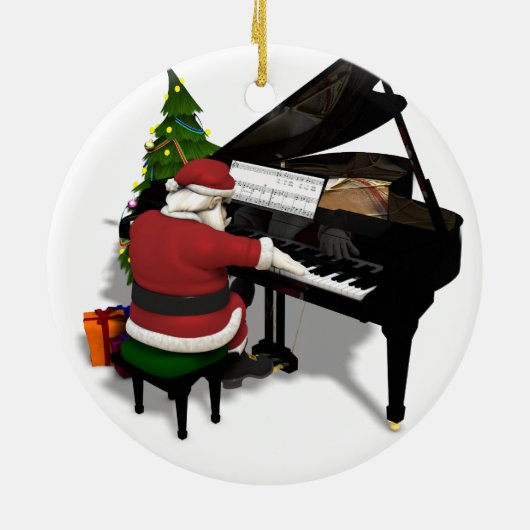 Santa Claus die Piano afspeelt Keramisch Ornament (Achterkant)