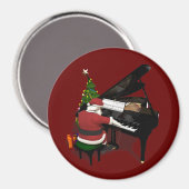 Santa Claus die Piano afspeelt Magneet (Voorkant / Achterkant)
