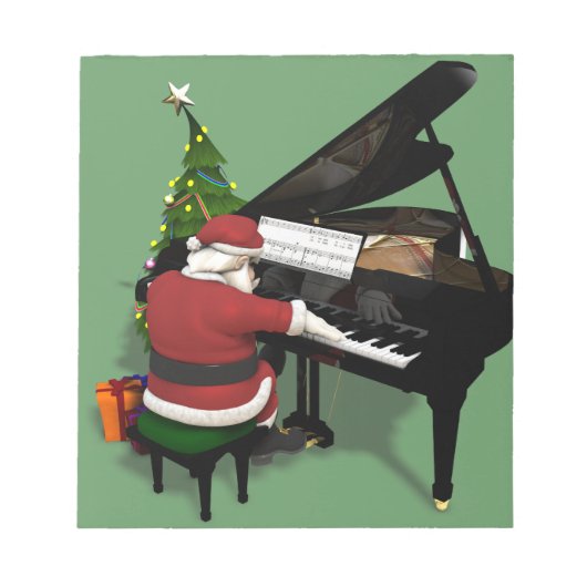Santa Claus die Piano afspeelt Notitieblok (Voorkant)