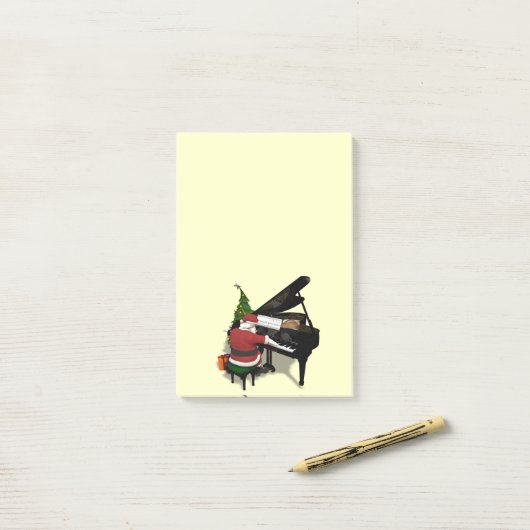 Santa Claus die Piano afspeelt Post-it® Notes (Op bureau)