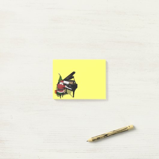 Santa Claus die Piano afspeelt Post-it® Notes (Op bureau)