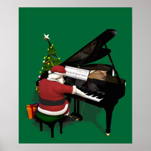 Santa Claus die Piano afspeelt Poster