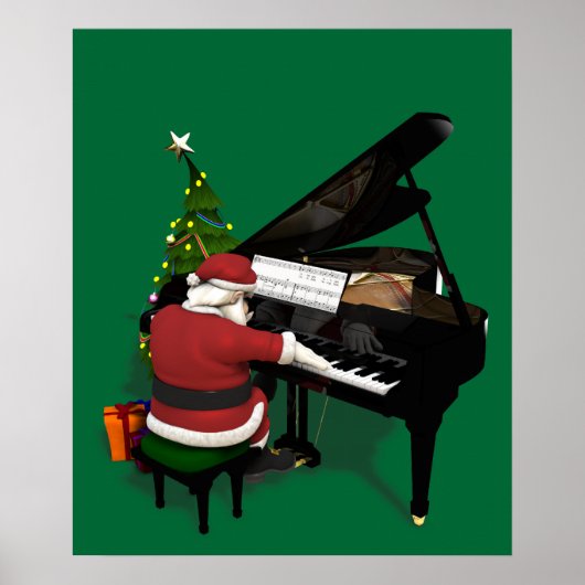 Santa Claus die Piano afspeelt Poster (Voorkant)