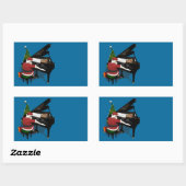 Santa Claus die Piano afspeelt Rechthoekige Sticker (Vel)