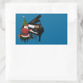 Santa Claus die Piano afspeelt Rechthoekige Sticker (Tas)
