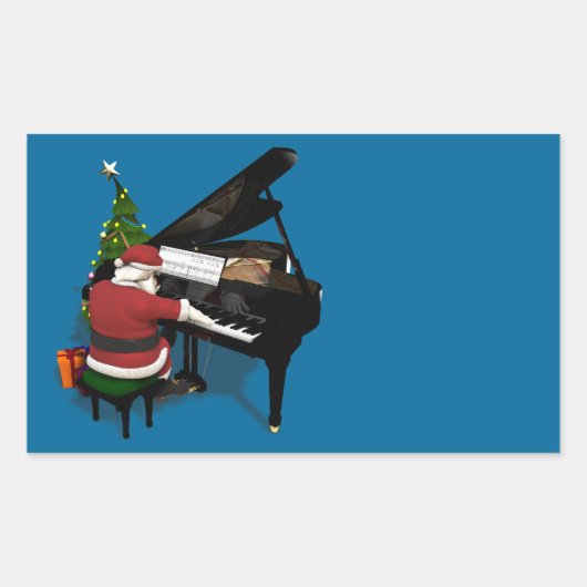 Santa Claus die Piano afspeelt Rechthoekige Sticker (Voorkant)