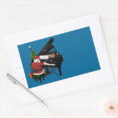 Santa Claus die Piano afspeelt Rechthoekige Sticker (Envelop)