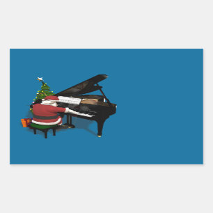 Santa Claus die Piano afspeelt Rechthoekige Sticker