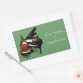 Santa Claus die Piano afspeelt Rechthoekige Sticker (Envelop)