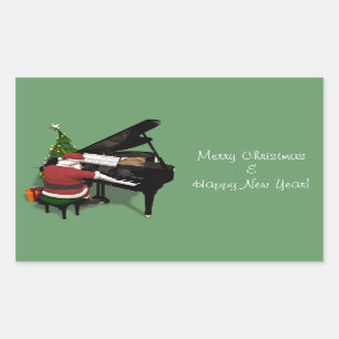 Santa Claus die Piano afspeelt Rechthoekige Sticker