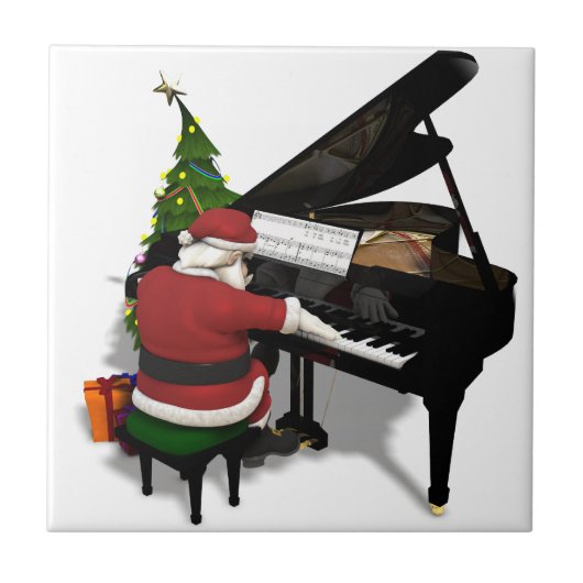 Santa Claus die Piano afspeelt Tegeltje (Voorkant)