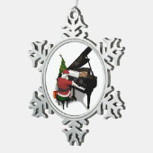 Santa Claus die Piano afspeelt Tin Sneeuwvlok Ornament (Rechts)