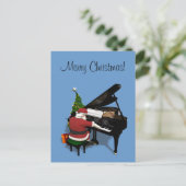 Santa Claus die Piano speelt Feestdagenkaart (Staand voorkant)