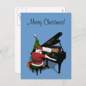 Santa Claus die Piano speelt Feestdagenkaart (Voorkant / Achterkant)