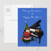 Santa Claus die Piano speelt Feestdagenkaart (Voorkant / Achterkant)