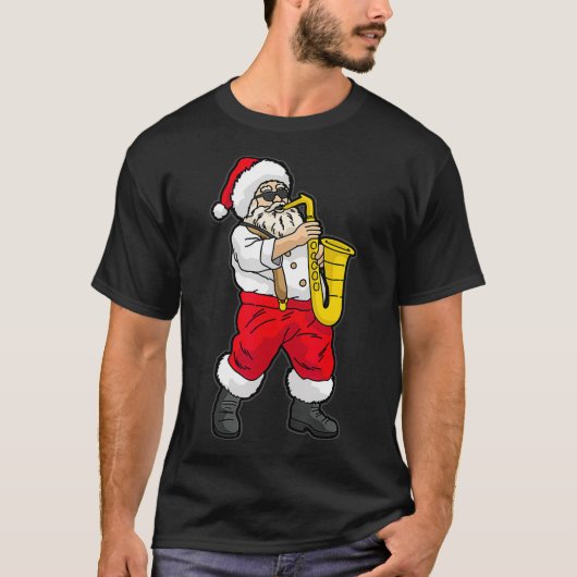 Santa Claus die Saxophone speelt T-shirt (Voorkant)