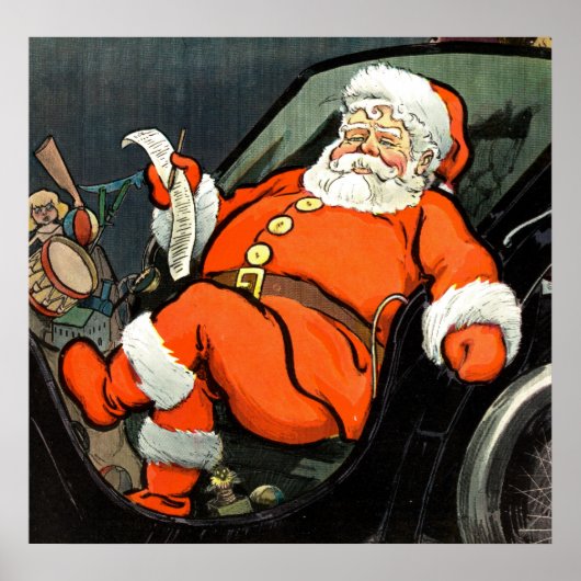 Santa Claus die zijn lijst controleert 1904 Poster (Voorkant)