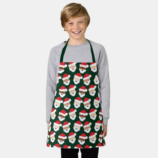 Santa Claus Divers Groene Rode Cartoon Kerst Schort (Gedragen)