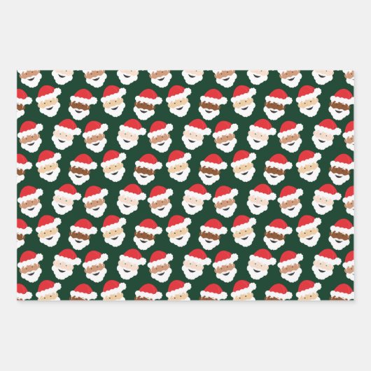 Santa Claus Diverse Red Green Skin Tone Kerstmis Inpakpapier Vel (Voorkant 3)