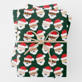 Santa Claus Diverse Red Green Skin Tone Kerstmis Inpakpapier Vel (In situ)