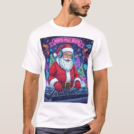 Santa Claus DJ Christmas Party T-Shirt  (Voorkant)